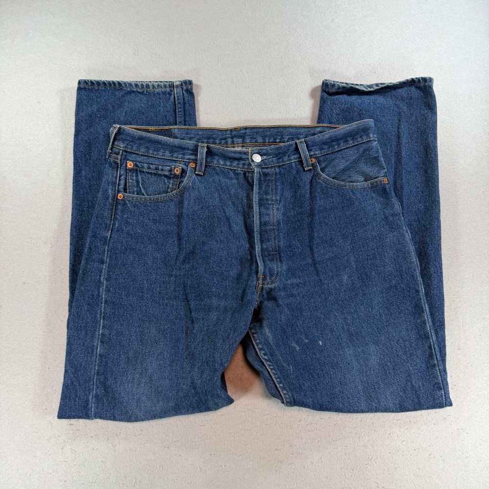 Levis 501 Original Fit Mens Jeans 36x32 Blue Button Fly Straight Leg